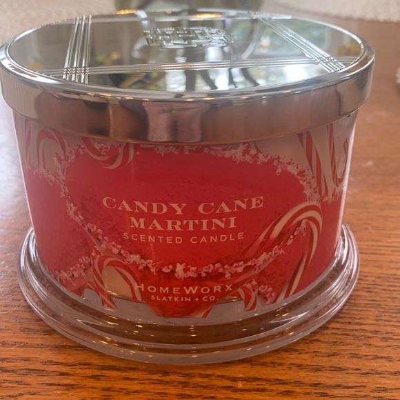 Homeworx Other - Homeworx Slatkin + Co. Candy Cane Martini Four Wick Glass Jar Candle
